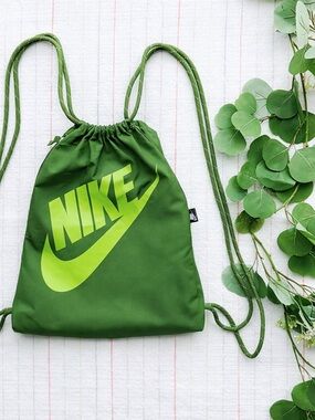 Nike Green Drawstring Backpack with Lime Logo